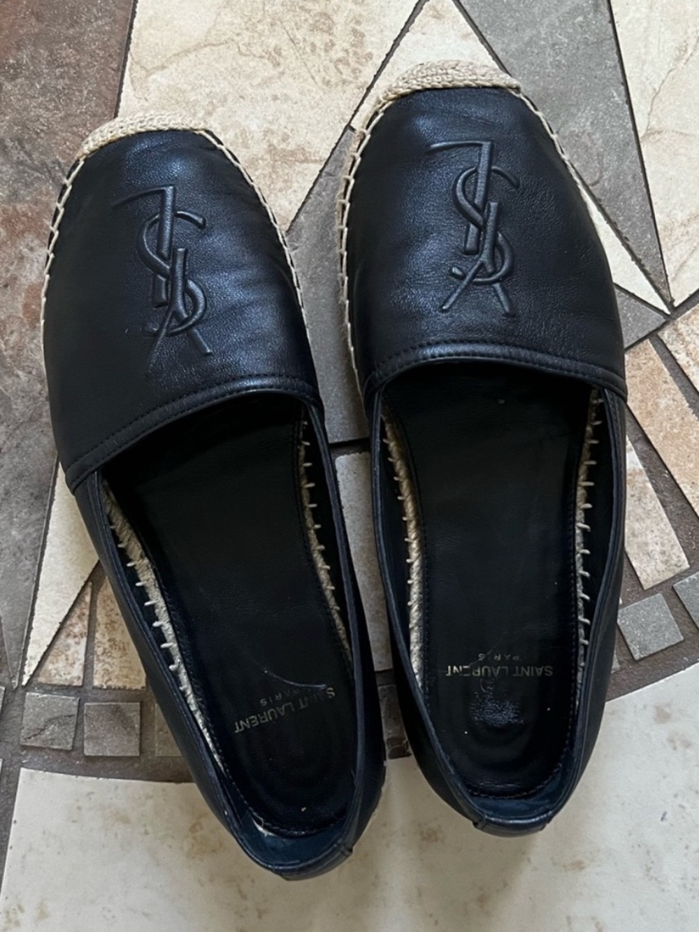 Saint Laurent Black Lambskin Espadrilles size 6.5